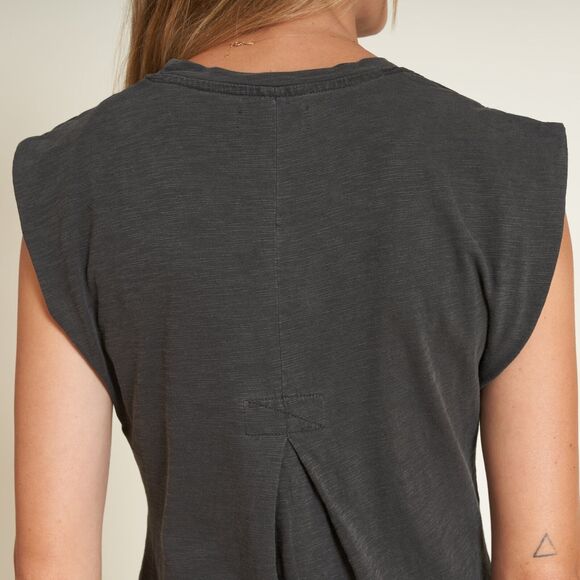 Rowan Women's Georgia Slub Cotton Muscle Long Tank Dress in Faded Black - Picture 7 of 7